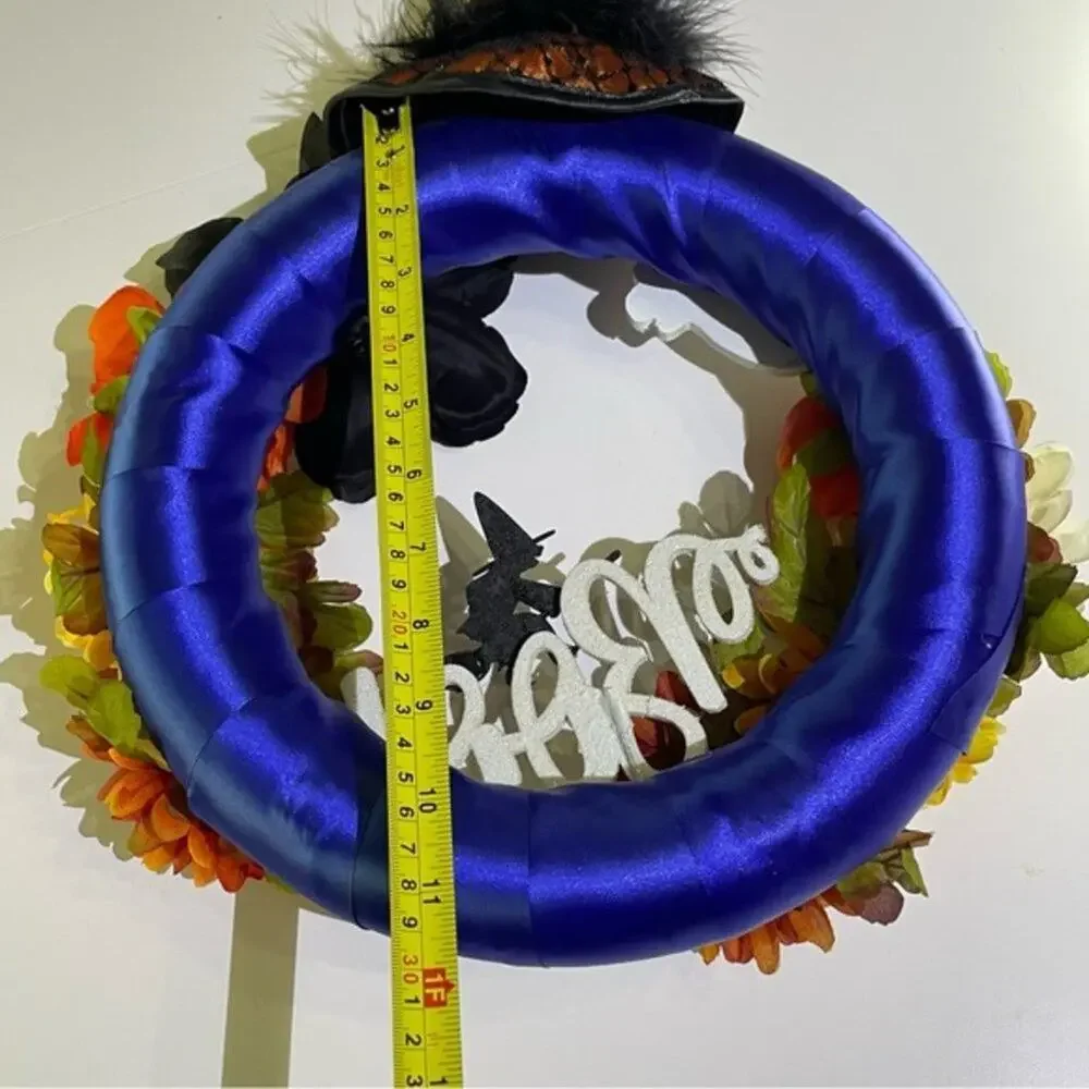 Handcrafted Royal Blue Halloween Witch Wreath